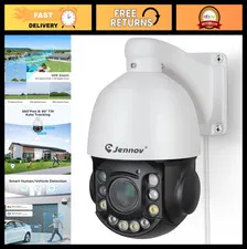 6MP PoE Outdoor PTZ Security Camera, 20X Optical Zoom, 160ft IR Night Vision, Co