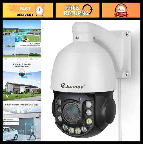 6MP PoE Outdoor PTZ Security Camera, 20X Optical Zoom, 160ft IR Night Vision, Co