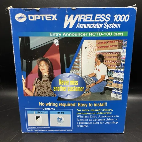 Optex RCTD-10U Wireless 1000 TD-10U Sensor + RC-10U Receiver Set