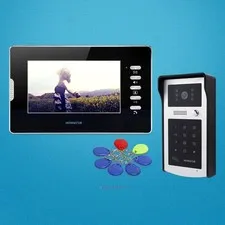 7" Video Door Phone Intercom System with Keyfobs Password Keypad for House/ Flat