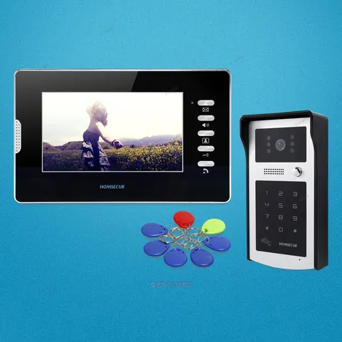 7" Video Door Phone Intercom System with Keyfobs Password Keypad for House/ Flat