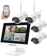 10.1" Wireless Security Camera System with 4 HD Cameras & 2-Way Audio