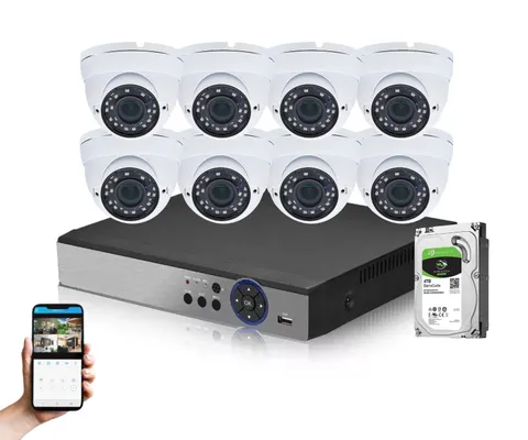 Evertech 8 Channel 4TB HDD 1080P HD Dome Security Camera and Recorder DVR System