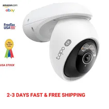 Tapo 4K 8MP Wired Outdoor Security Camera Pan Tilt 360 Degree Night Vision AI