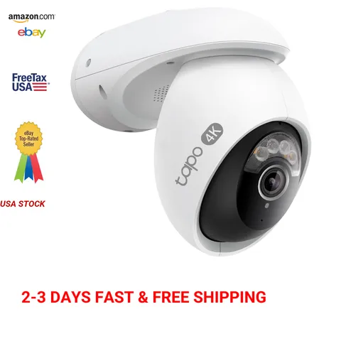 Tapo 4K 8MP Wired Outdoor Security Camera Pan Tilt 360 Degree Night Vision AI