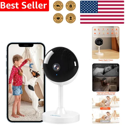 Indoor Security Camera 2K HD WiFi Baby Pet Monitor Motion Night Vision 2-Way ...