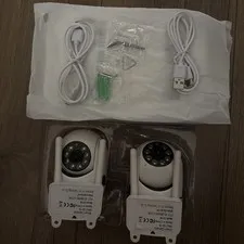 Set of (2) CAMERAS WIFI PANORAMA SMART CAMERA Model CL201 INDOOR WHITE