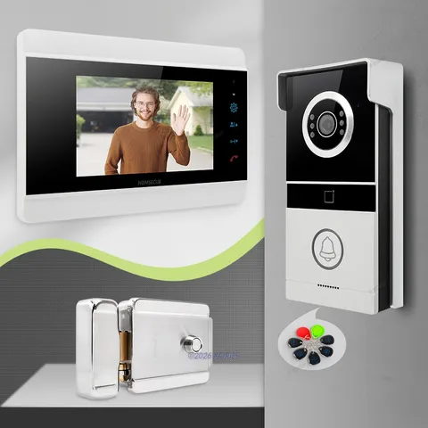 HOMSECUR 4 Wire Video Door Phone Call Intercom RFID Keyfobs Monitoring Security