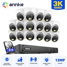 ANNKE 16CH 12MP NVR 3K Color POE Security Camera System Two Way Audio AI Motion