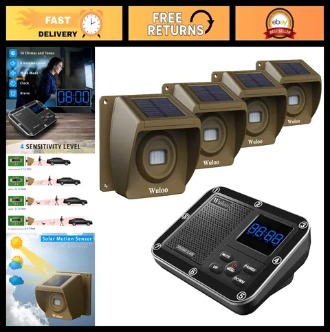 Wireless Solar Driveway Alarm System - 1800ft Range, Motion Sensor, Weatherproof