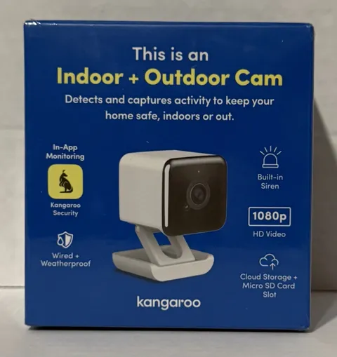 Kangaroo Indoor + Outdoor Cam ~ 1080p Wired Security Camera ~ NEW SEALED