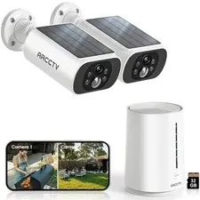 4MP Solar Security Camera System Outdoor Wireless Color Night Vision 2 Way Audio