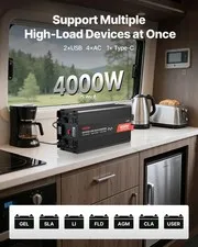 4000W Power Inverter, 12V DC to 120V AC Modified Sine Wave Inverter, Solar Car
