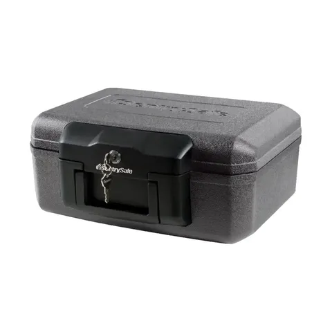 Fireproof Lock Box Safe 0.18 Cu Ft Key Lock Document Cash Black