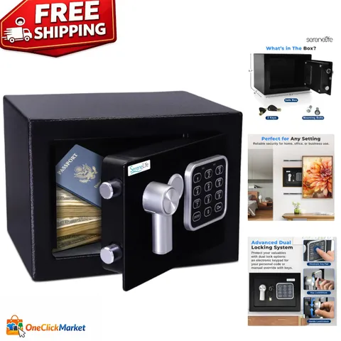 Compact Steel Digital Safe Box with Keypad & 2 Keys - Ultimate Security Solution