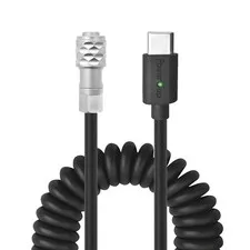 Type C USB C PD to Weipu 2 Pin Female Coiled Power Cable Compatible for BMPCC...