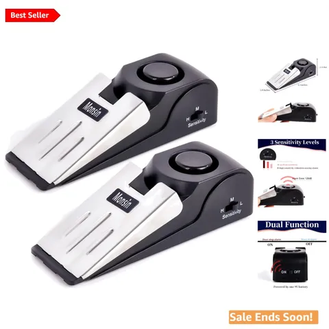 Modern Floor Wedge Door Stop Alarm - 120DB Security, Easy Setup & Portable