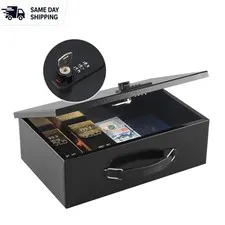 Fireproof Document Lock Box with Dual Combination & Key Lock - Portable Security