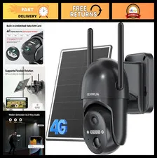 4G LTE Solar Security Camera - Wireless Outdoor, No Wi-Fi, 360° View, 2K Night V