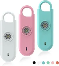 3 Pack Personal Safety Alarm Keychain 140dB Siren Strobe Light Self Defense Wome