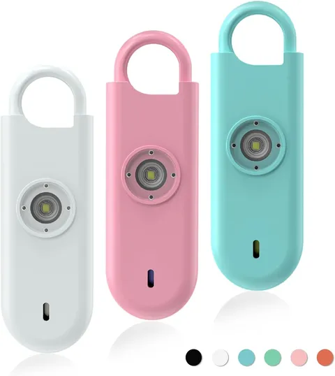 3 Pack Personal Safety Alarm Keychain 140dB Siren Strobe Light Self Defense Wome