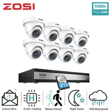ZOSI H.265+ 16 Channel 1080P Security Camera System Outdoor Home CCTV 2TB