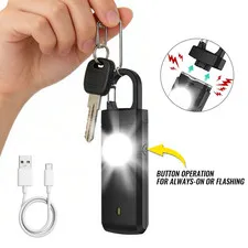 130dB Personal Security Alarm Rechargeable Pull alarm With keychain & flashlight