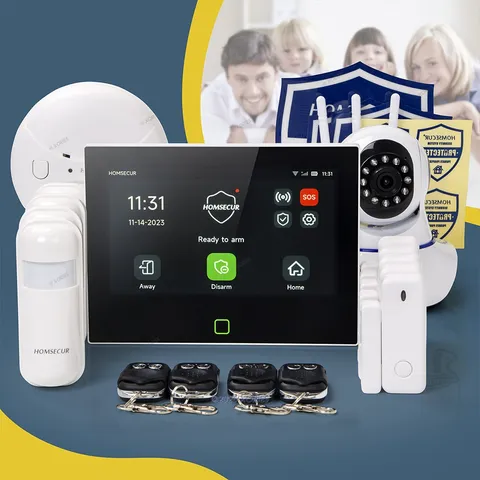 HOMSECUR Wireless WIFI 4G GSM SMS Autodial Home Security Alarm System+IP Camera