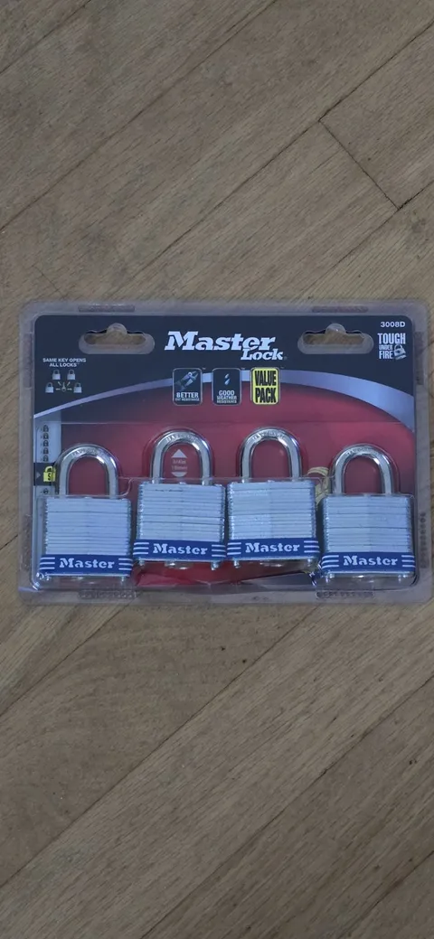 Master Lock 3008D Padlock 4 Pack; Brand New