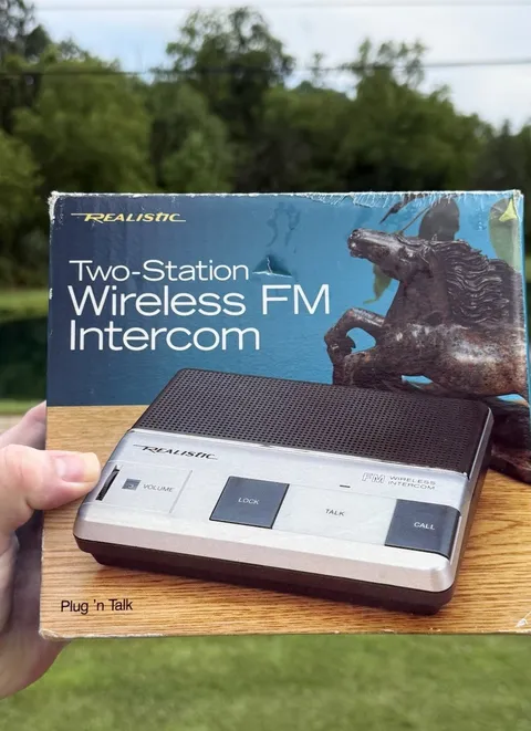 Realistic plug n talk Two Station Wireless FM Intercom In Box As Shown