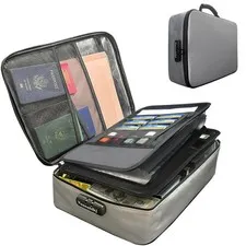 Fireproof Waterproof Document Organizer 15.1"x11.2"x4.3" - Secure Storage