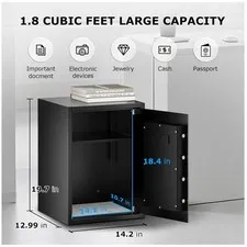 Black Steel Safe Box with Removable Shelf