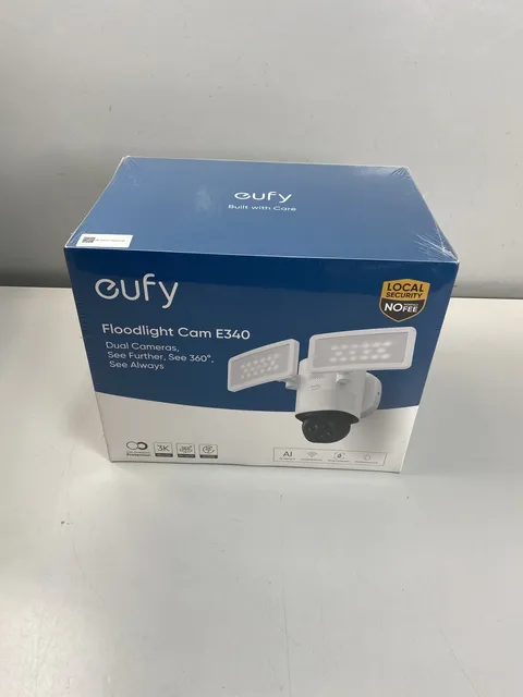 Eufy Floodlight Camera E340 360° coverage Dual Camera 24/7 Recording - White