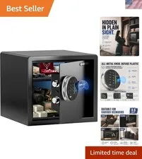 Biometric Safe with Removable Shelf and Emergency Key Access - 20LB Capacity