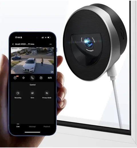 2K 3MP Window Security Camera with 20°Tilt Angle, Night Vision,Motion Detection