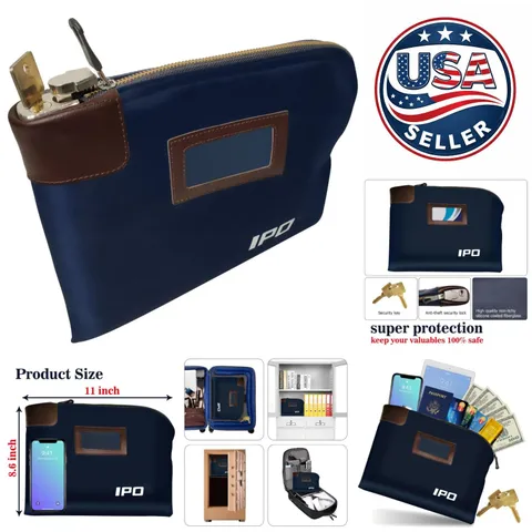Durable Zippered Cash Bag with Lock, 11x8.6 Inches - Elegant Storage Solution