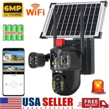 Solar Battery Powered Home Security Camera Outdoor Wifi Wireless PTZ CCTV 360°