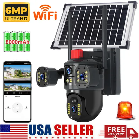 Solar Battery Powered Home Security Camera Outdoor Wifi Wireless PTZ CCTV 360°
