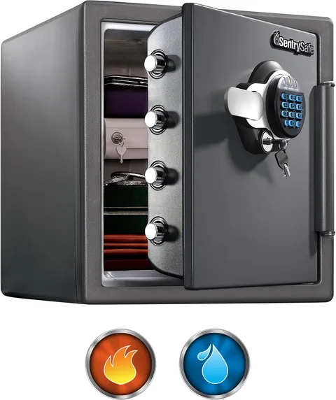 SentrySafe Waterproof and Fireproof Alloy Steel Digital Safe Box for Home wit...