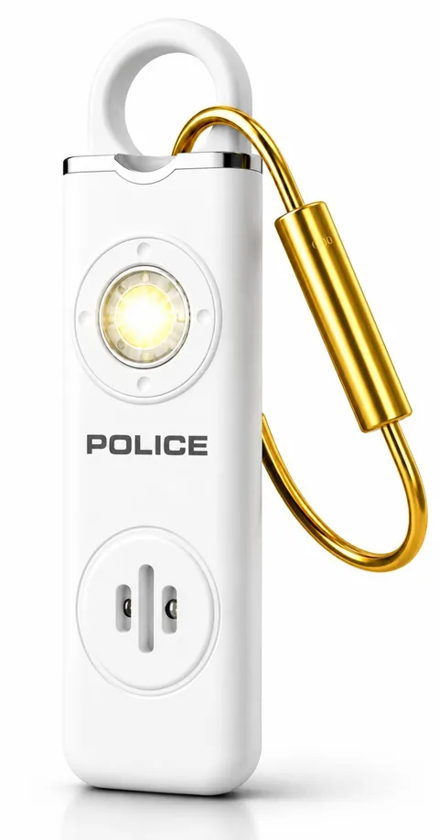 POLICE Personal Safety Alarm Rechargeable LED Flashlight Self Defense Keychain