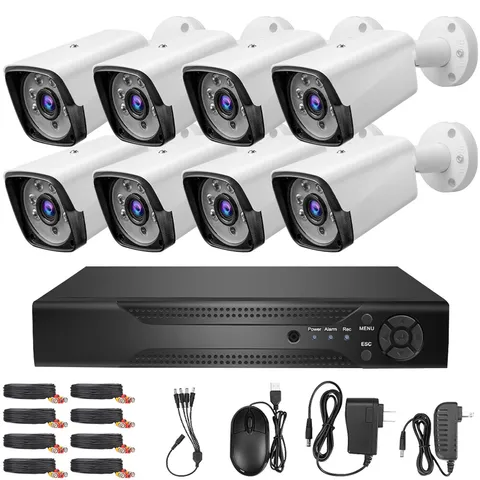 1080P Full HD Outdoor Security Camera System Kit, 8 Pack Smart Home 8CH DVR 4K