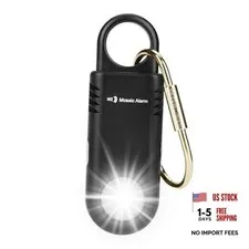 135dB Rechargeable Personal Safety Alarm Built-in Ultra-Bright Standalone Black