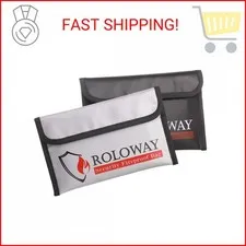 ROLOWAY Small Fireproof Bag (5 x 8 inches), Non-itchy Fireproof Money Bag for Ca