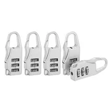 5Pcs Resettable 3 Digit Combination Lock Code Padlock, Silver (55 x 21mm)