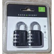Each & Every 2-Pack 1.25" Combination Padlocks – Resettable, Zinc Alloy