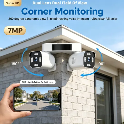 PHANSATIM 2-in-1 Dual Lens 7MP WiFi Security Camera Outdoor, Dual Cam