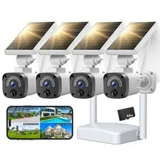 Camcamp 4MP Solar Security Cameras Wireless Outdoor, 10x Zoom, Set 4 camaras ...