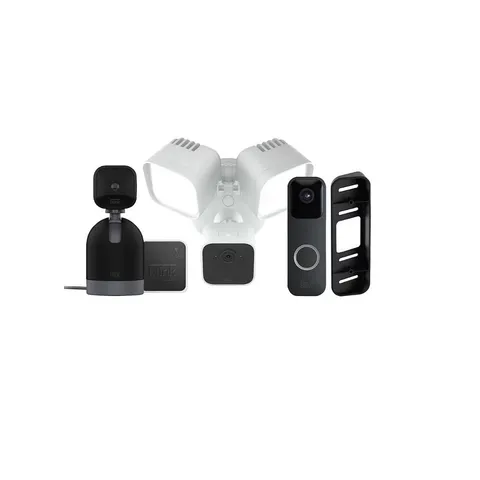 Blink Wired Floodlight Camera with Pan-Tilt Indoor Camera and Video Doorbell