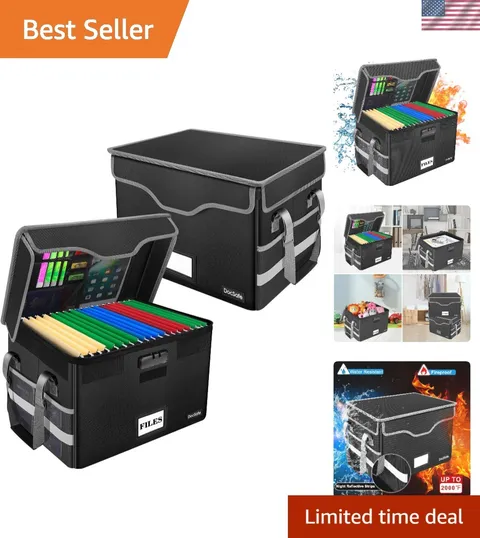 Portable Fireproof Document Organizer - Waterproof with Lock for Home Office