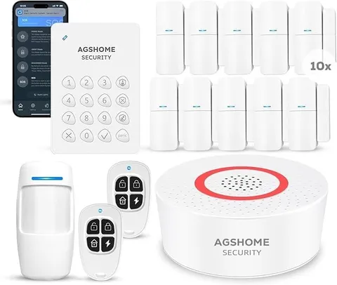AGSHOME 15 Piece Wireless Home Alarm, DIY Home Alarm System with Wi-